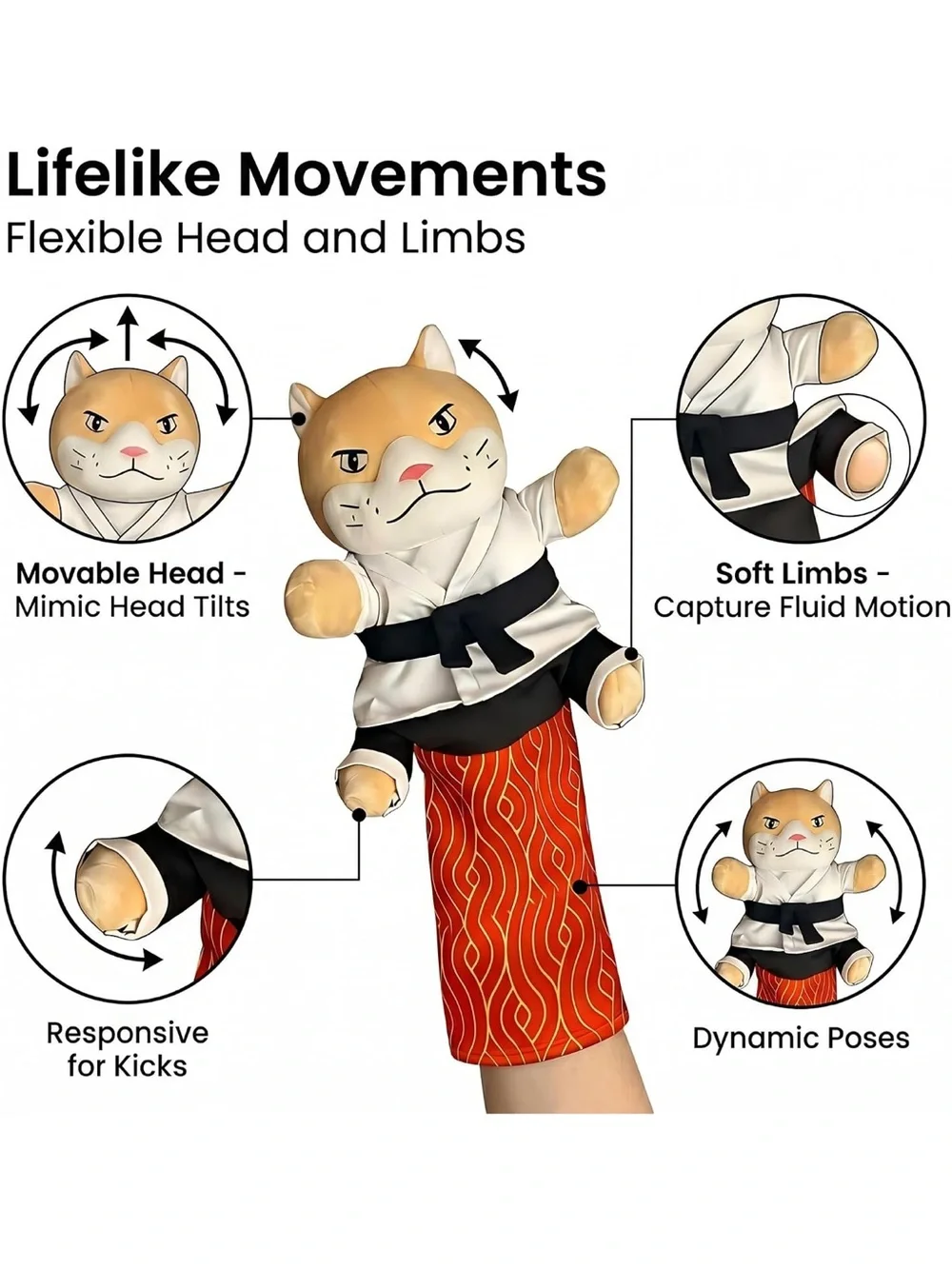 Karate Kitty Puppet Cat Wrestling Play Glove Full-Coverage Arm Sleeves toy nwt